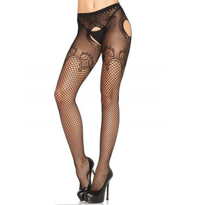 LEG AVENUE -SLIP IN ELEGANTE RETE RICAMATA NERA - Only Vibes