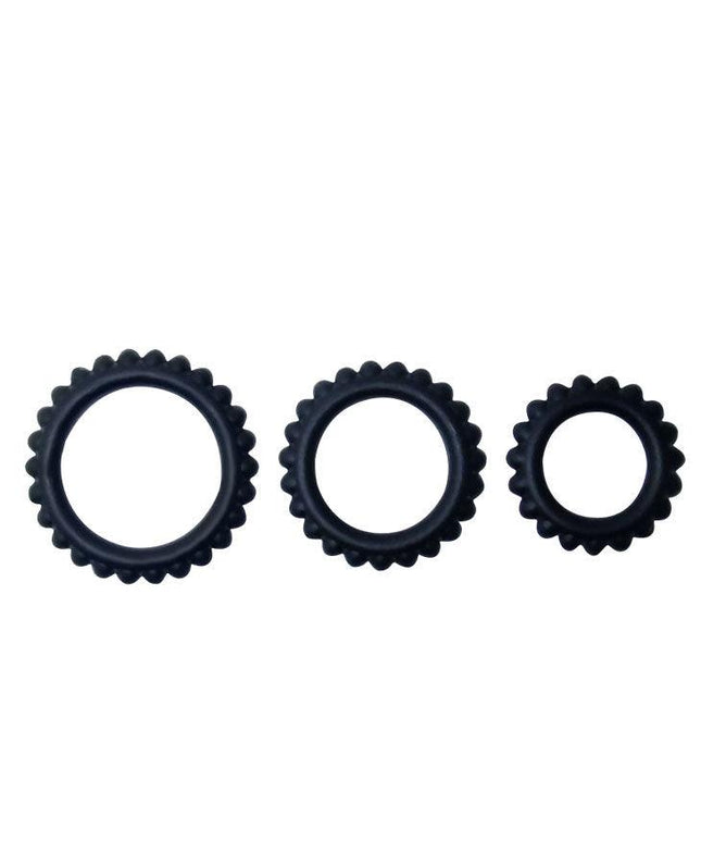 BAILE - TITAN SET 3 PZ ANELLI PER IL CAZZO NERO 2.8 + 2.4 + 1.9 CM - Only Vibes
