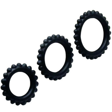BAILE - TITAN SET 3 PZ ANELLI PER IL CAZZO NERO 2.8 + 2.4 + 1.9 CM - Only Vibes