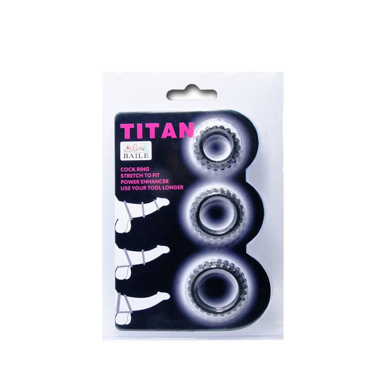 BAILE - TITAN SET 3 PZ ANELLI PER IL CAZZO NERO 2.8 + 2.4 + 1.9 CM - Only Vibes