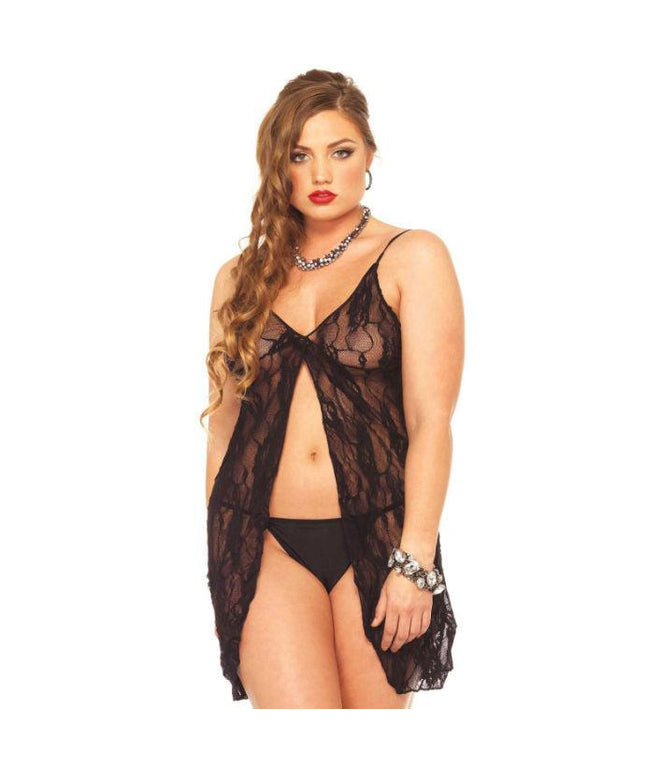 LEG AVENUE - BABYDOLLS PIZZO ROSA CON GSTRING TAGLIA PLUS - Only Vibes