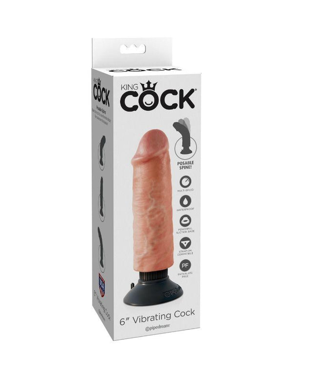 KING COCK - DILDO VIBRATORE 15.24 CM NATURALE - Only Vibes