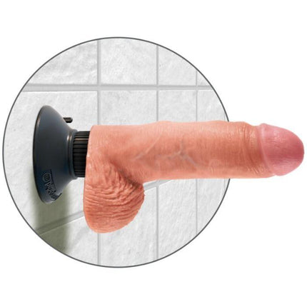 KING COCK - DILDO VIBRATORE CON TESTICOLI 17.78 CM NATURALE - Only Vibes