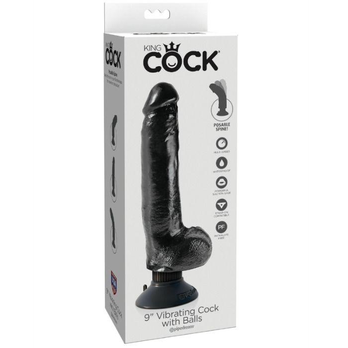 KING COCK - DILDO VIBRANTE CON TESTICOLI 23 CM NERO - Only Vibes