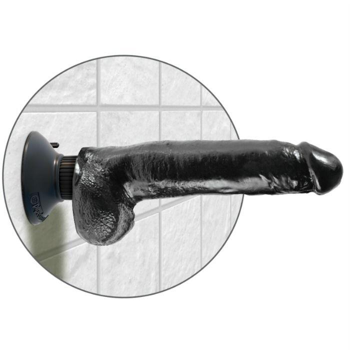 KING COCK - DILDO VIBRANTE CON TESTICOLI 23 CM NERO - Only Vibes