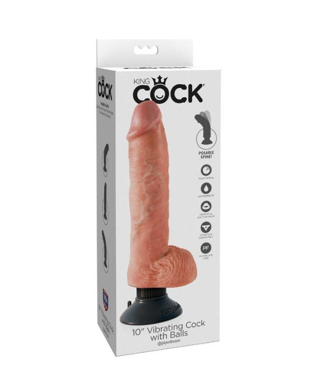 KING COCK - DILDO VIBRANTE CON TESTICOLI 25.5 CM COLORE NATURALE - Only Vibes