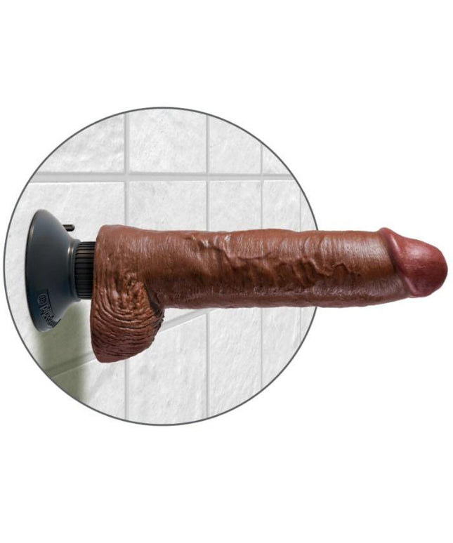 KING COCK - DILDO VIBRATORE CON TESTICOLI 25.5 CM COLORE MARRONE - Only Vibes
