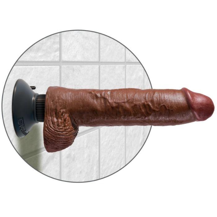 KING COCK - DILDO VIBRATORE CON TESTICOLI 25.5 CM COLORE MARRONE - Only Vibes