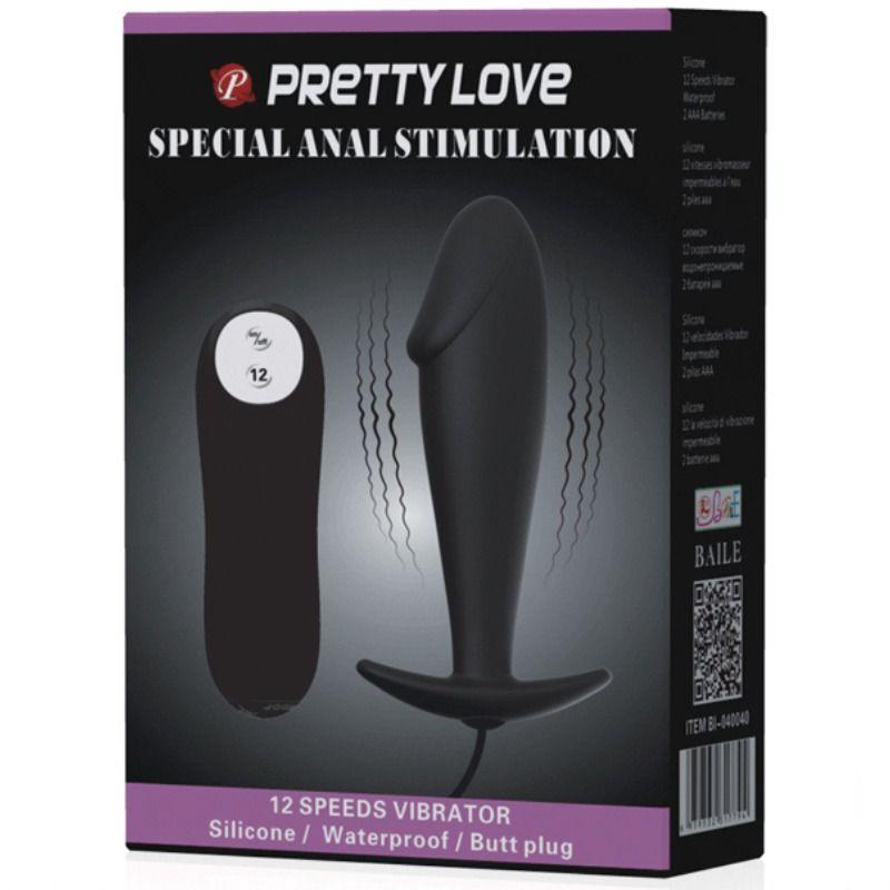 PRETTY LOVE - PLUG ANALE IN SILICONE FORMA DEL PENE E 12 MODALIT DI VIBRAZIONE NERO - Only Vibes