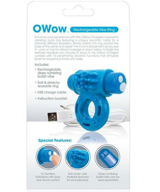 SCREAMING O - VIBRATORE RING WOW RICARICABILE BLU - Only Vibes