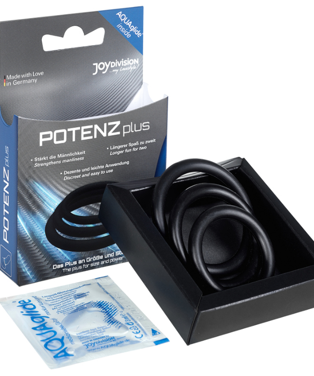 JOYDIVISION POTENZDUO - PLUS SET 3 ANELLI NERO - S, M, L
