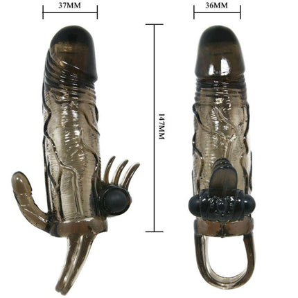 BAILE - COPRI PENE BRAVE MAN CON CLIT E STIMOLAZIONE ANALE DOPPIO BULLET NERO 16.5 CM - Only Vibes