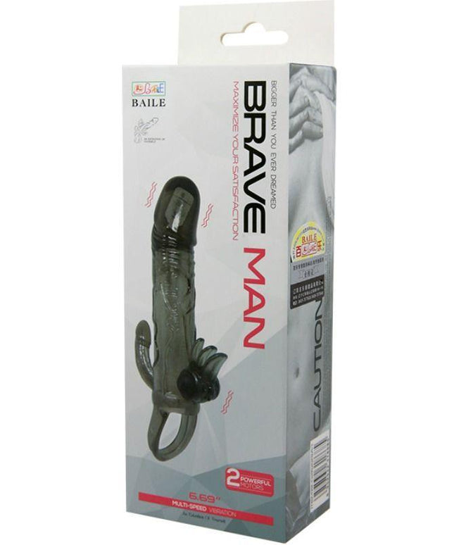 BAILE - COPRI PENE BRAVE MAN CON CLIT E STIMOLAZIONE ANALE DOPPIO BULLET NERO 16.5 CM - Only Vibes