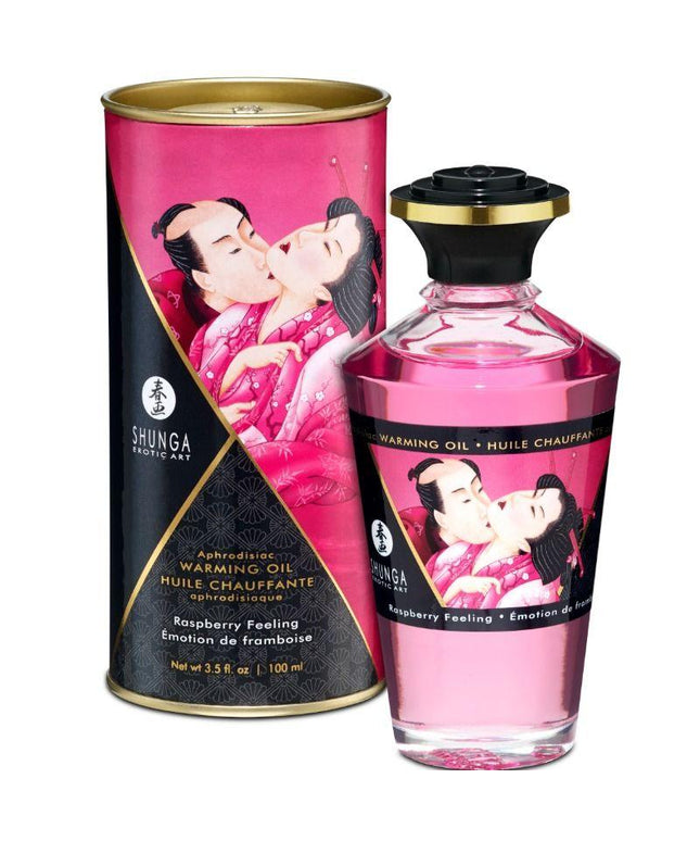 SHUNGA - OLIO DA MASSAGGIO EFFETTO CALORE SAPORE INTENSO DI LAMPONE 100 ML - Only Vibes