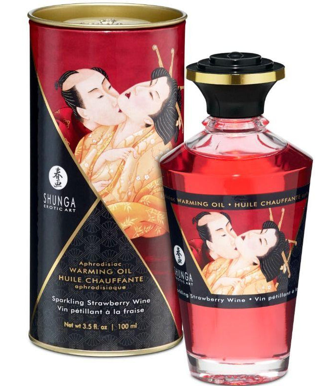SHUNGA - OLIO DA MASSAGGIO EFFETTO CALORE FRAGOLE E CAVA 100 ML - Only Vibes