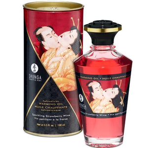 SHUNGA - OLIO DA MASSAGGIO EFFETTO CALORE FRAGOLE E CAVA 100 ML - Only Vibes