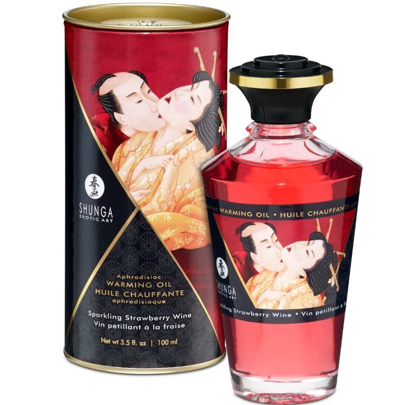 SHUNGA - OLIO DA MASSAGGIO EFFETTO CALORE FRAGOLE E CAVA 100 ML - Only Vibes