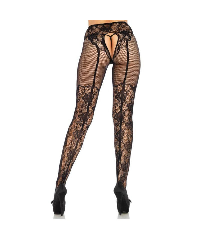 LEG AVENUE - CALZA DISEGNO FIORI RETRO SENZA CROCE TAGLIA UNICA - Only Vibes