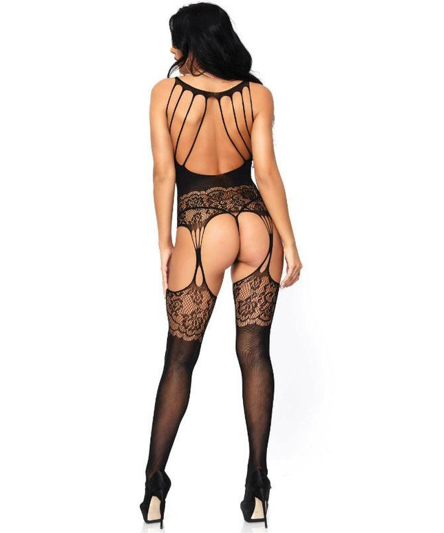 LEG AVENUE - BODYSTOCKING CON STRAPPY ROSA TAGLIA UNICA - Only Vibes