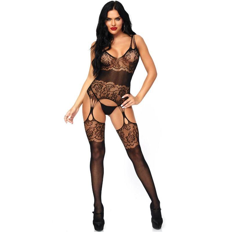 LEG AVENUE - BODYSTOCKING CON STRAPPY ROSA TAGLIA UNICA - Only Vibes