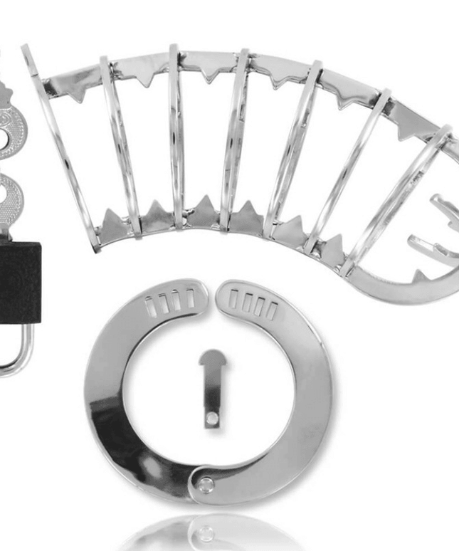 metal hard gabbia per pene metallica con chiusura di sicurezza 14 cm