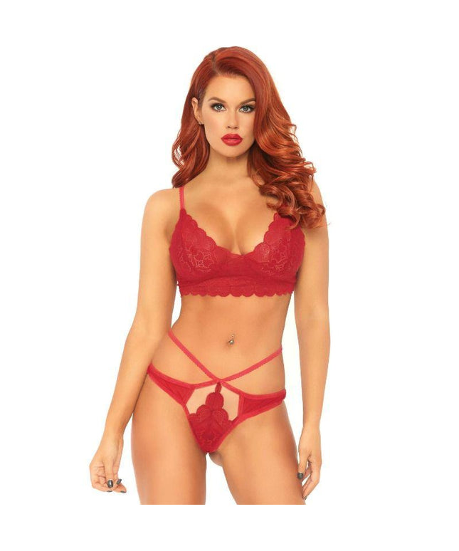 leg avenue set 2 pezzi bralette e perizoma in pizzo s m