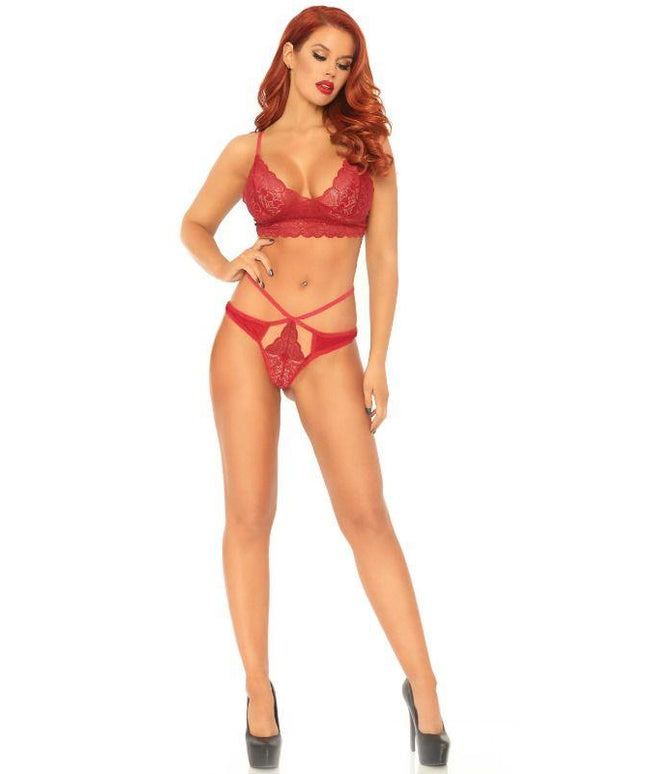 leg avenue set 2 pezzi bralette e perizoma in pizzo s m