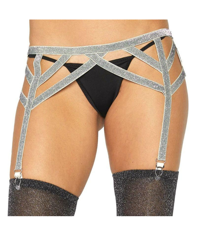 leg avenue cintura elastica in lurex argento taglia unica
