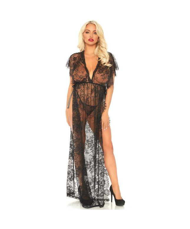 leg avenue set 2 pezzi kaften in pizzo vestaglia e perizoma s m