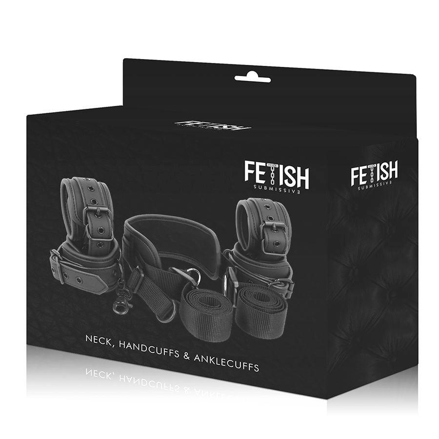 fetish submissive posizione master con 4 manette rivestite in noprene