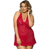 subblime queen plus babydoll rosso motivi floreali nel seno