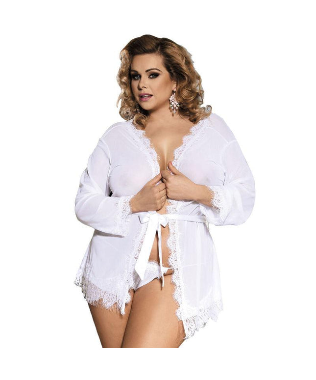 subblime queen plus babydoll bianco con frange