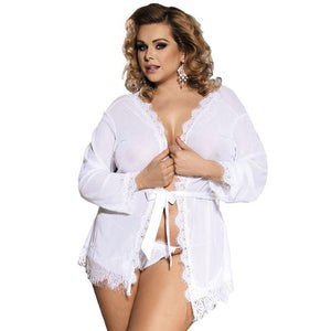 subblime queen plus babydoll bianco con frange