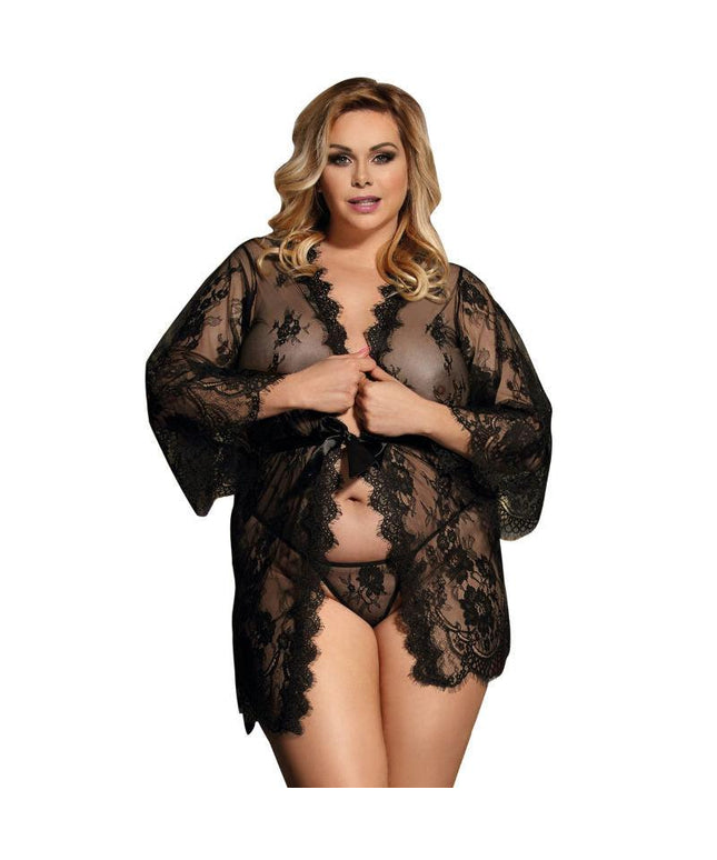 subblime queen plus lace peignoir maniche svasate