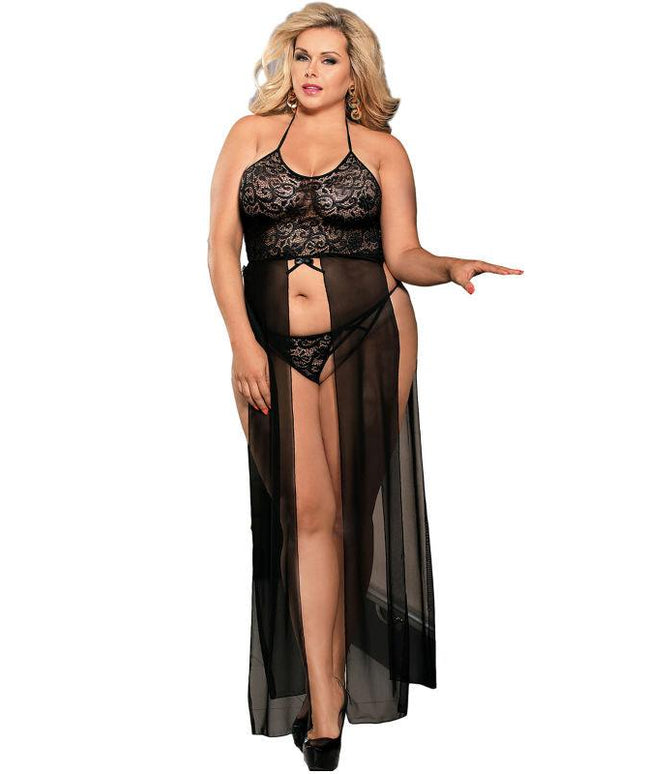 subblime queen plus set top e perizoma nero