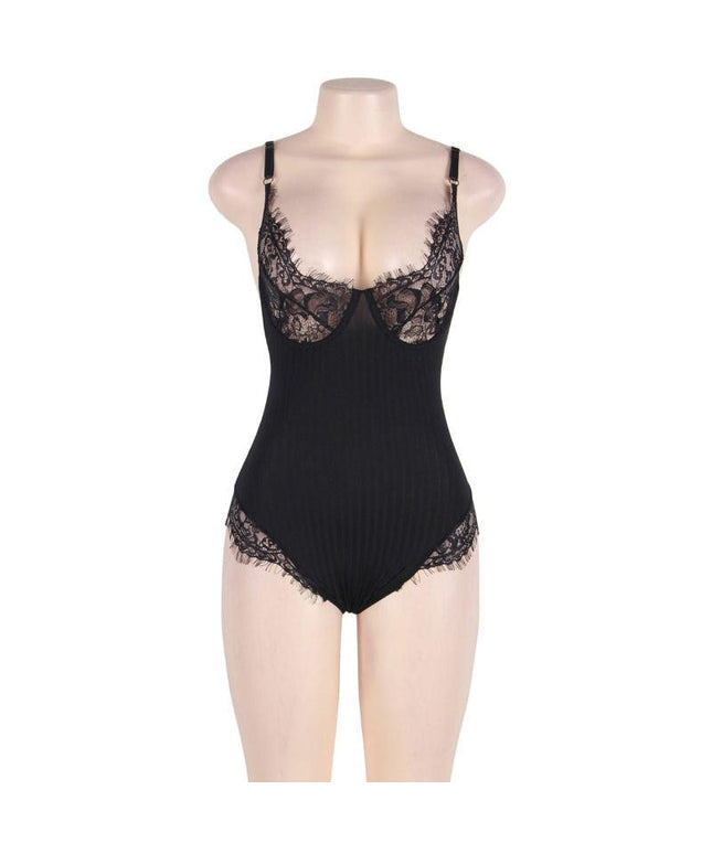 subblime queen plus teddy con trasparenti e frange nere