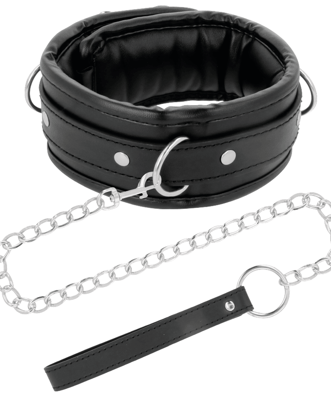 darkness collana in morbida pelle con catena