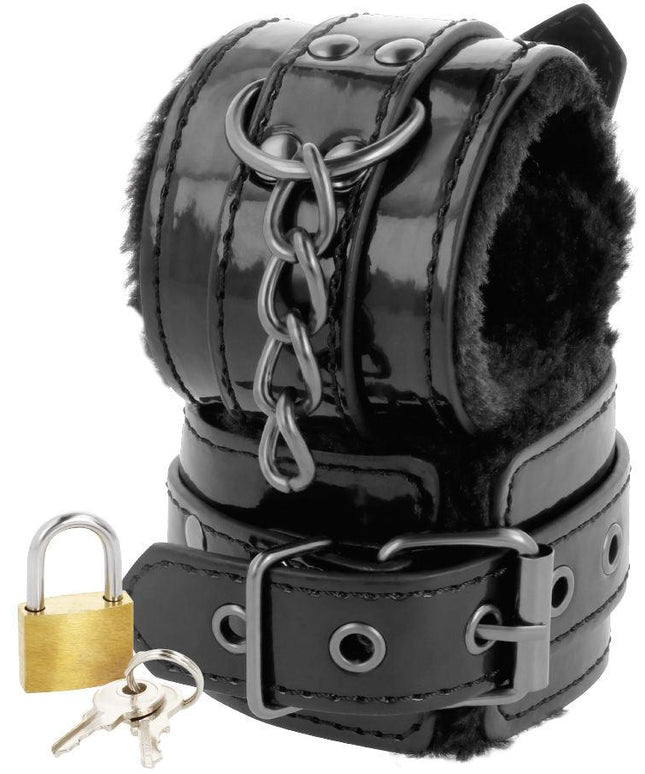 darkness manette nere regolabili in pelle con lucchetto