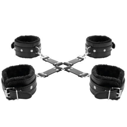 darkness manette in pelle per piedi e mani nere