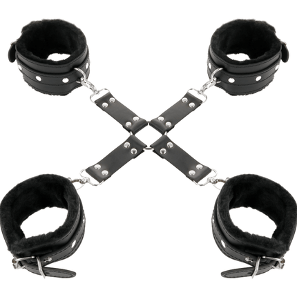 darkness manette in pelle per piedi e mani nere