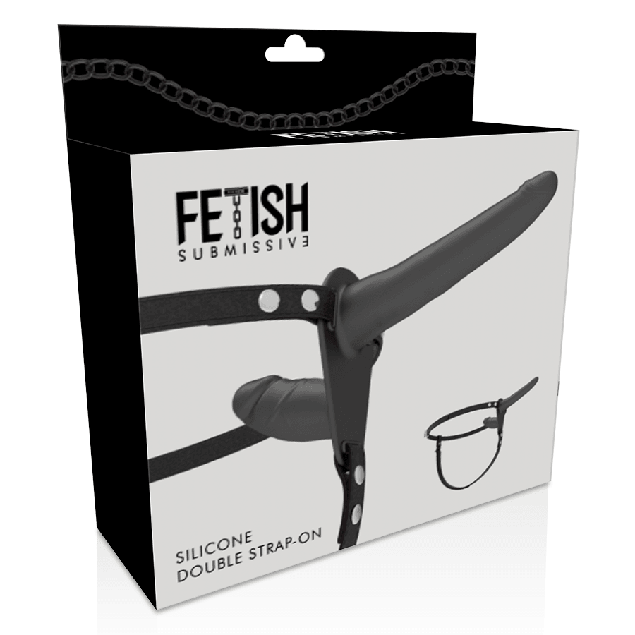 fetish submissive harness doppia penetrazione nera