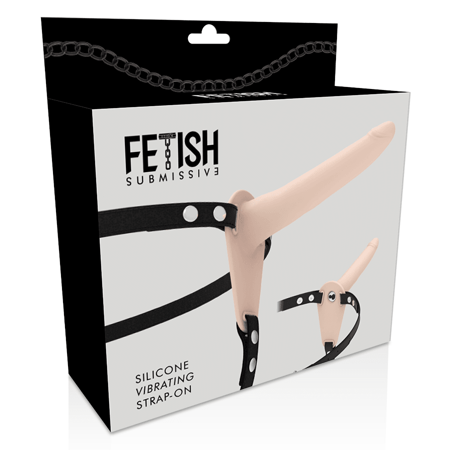 fetish submissive harness vibratore in silicone flesh 15 cm