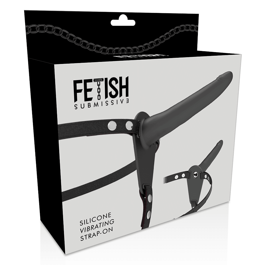 fetish submissive harness vibratore in silicone nero 15 cm