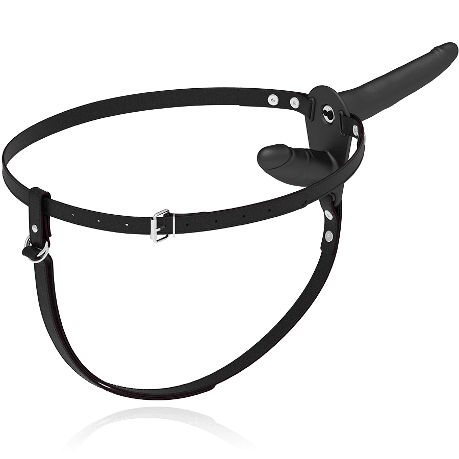 fetish submissive harness vibratore nero a doppia penetrazione