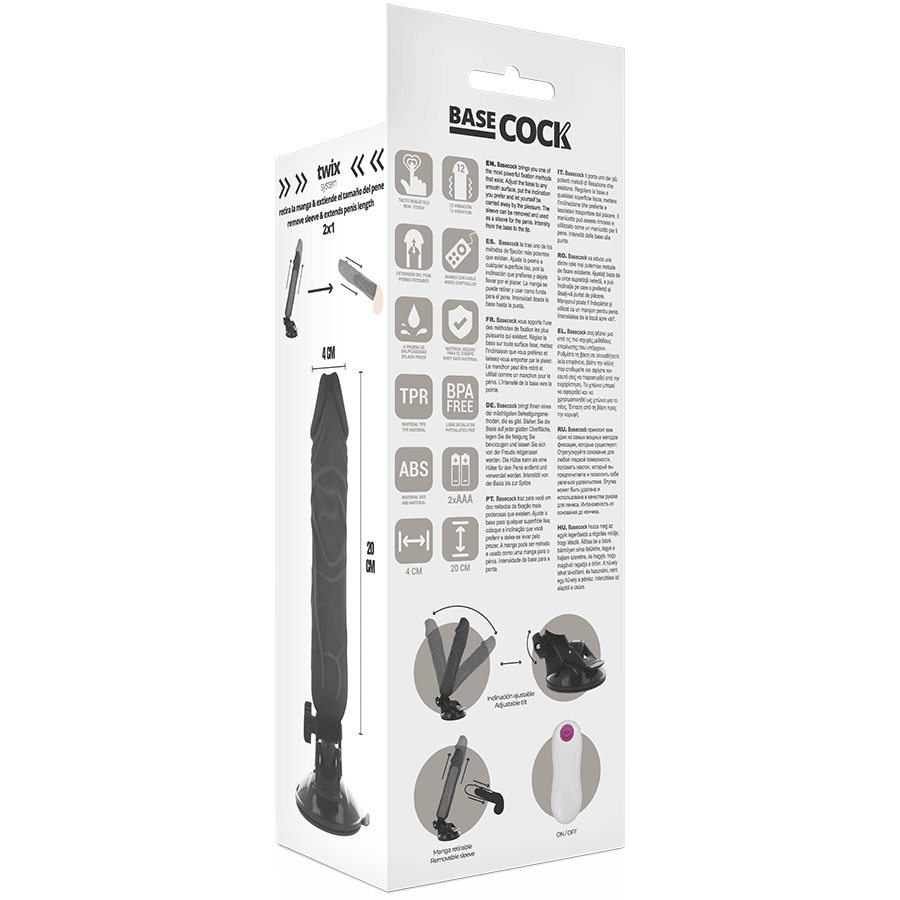 basecock vibratore realistico telecomando flesh 20 cm o 4 cm