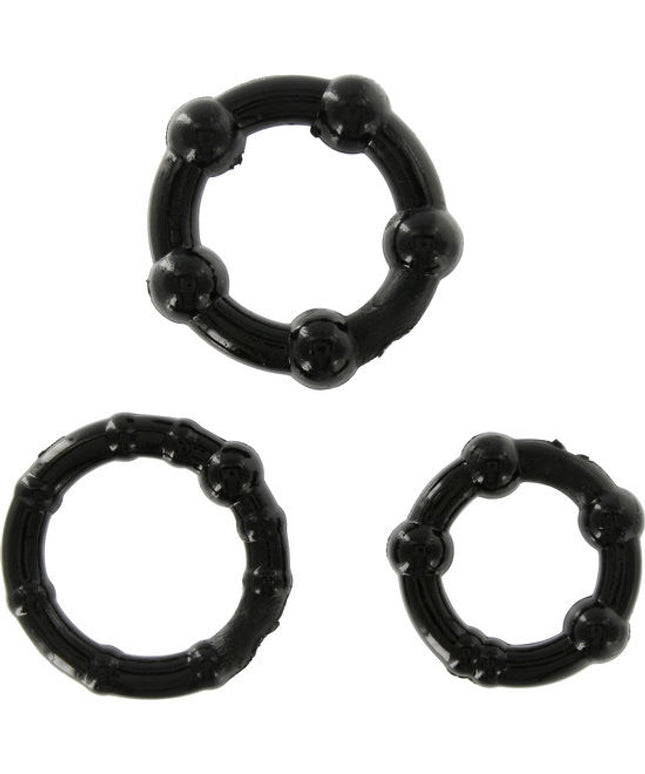 SEVEN CREATIONS - SET DI TRE ANELLI PER PENE NERI