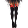 leg avenue calzamaglia in nylon nero con fiocco rosso taglia unica