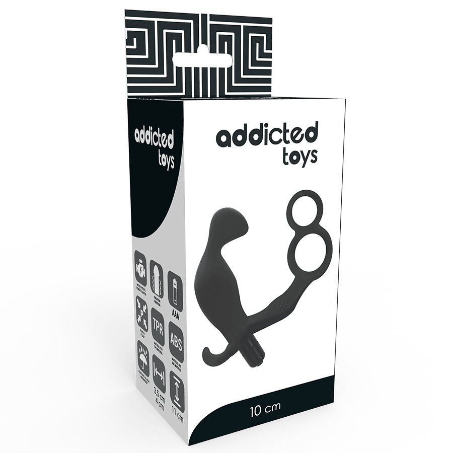 addicted toys plug anale con doppio anello per pene e testicoli neri