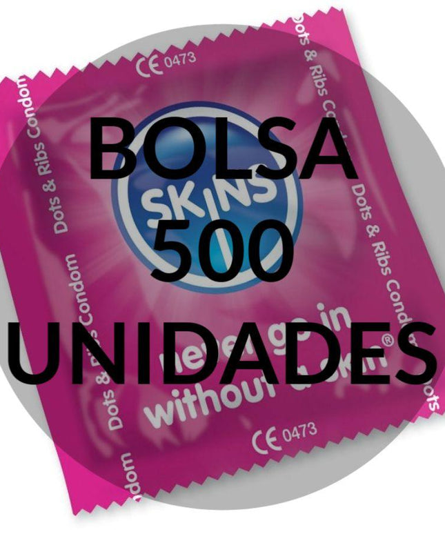 SKINS - PELLI PRESERVATIVI PUNTI E STRISCE BORSA 500 UNITÀ - Only Vibes