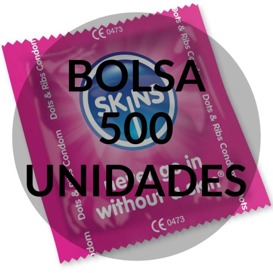 SKINS - PELLI PRESERVATIVI PUNTI E STRISCE BORSA 500 UNITÀ - Only Vibes